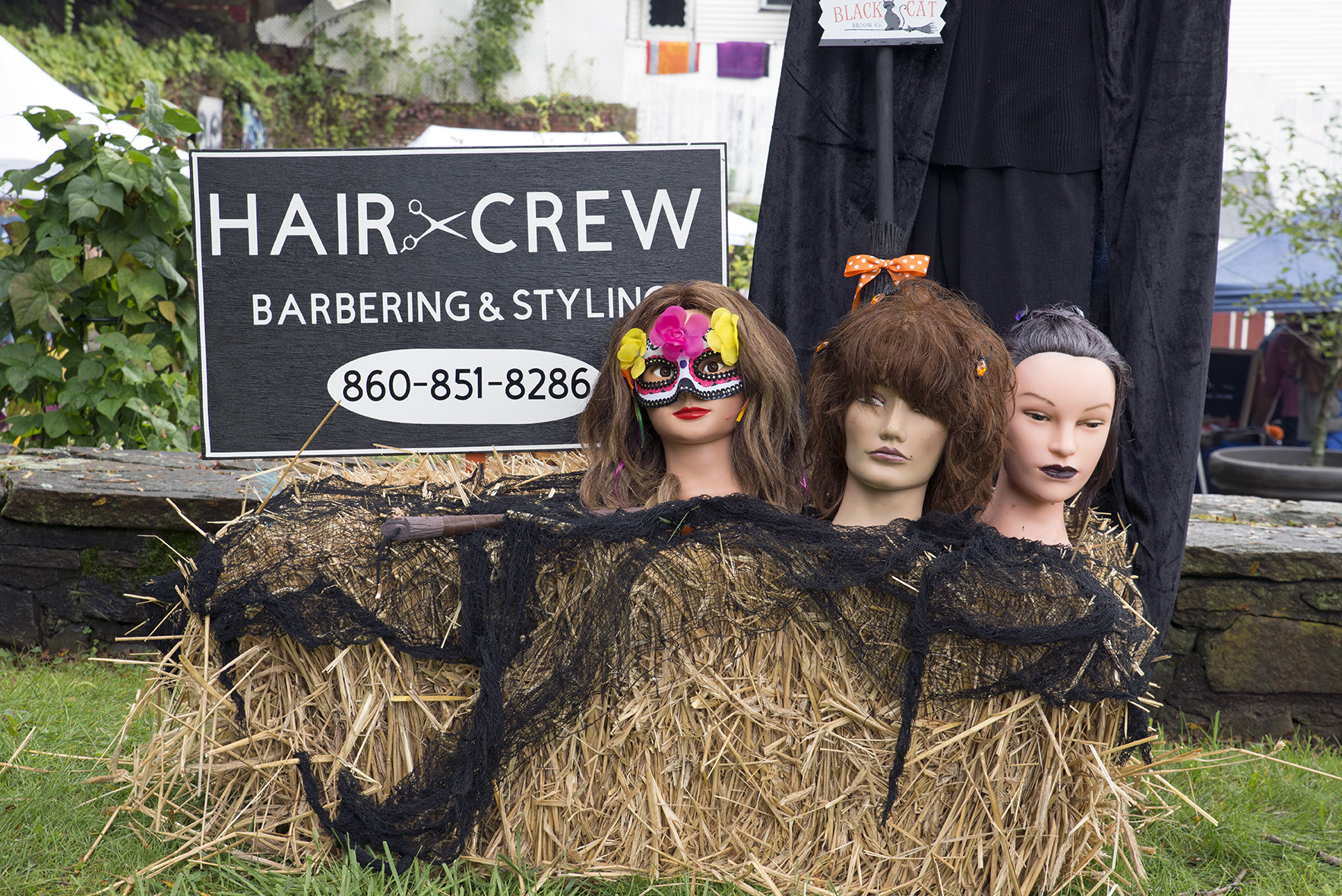 hair-crew salon in stafford springs scarecrow for apple-fest in